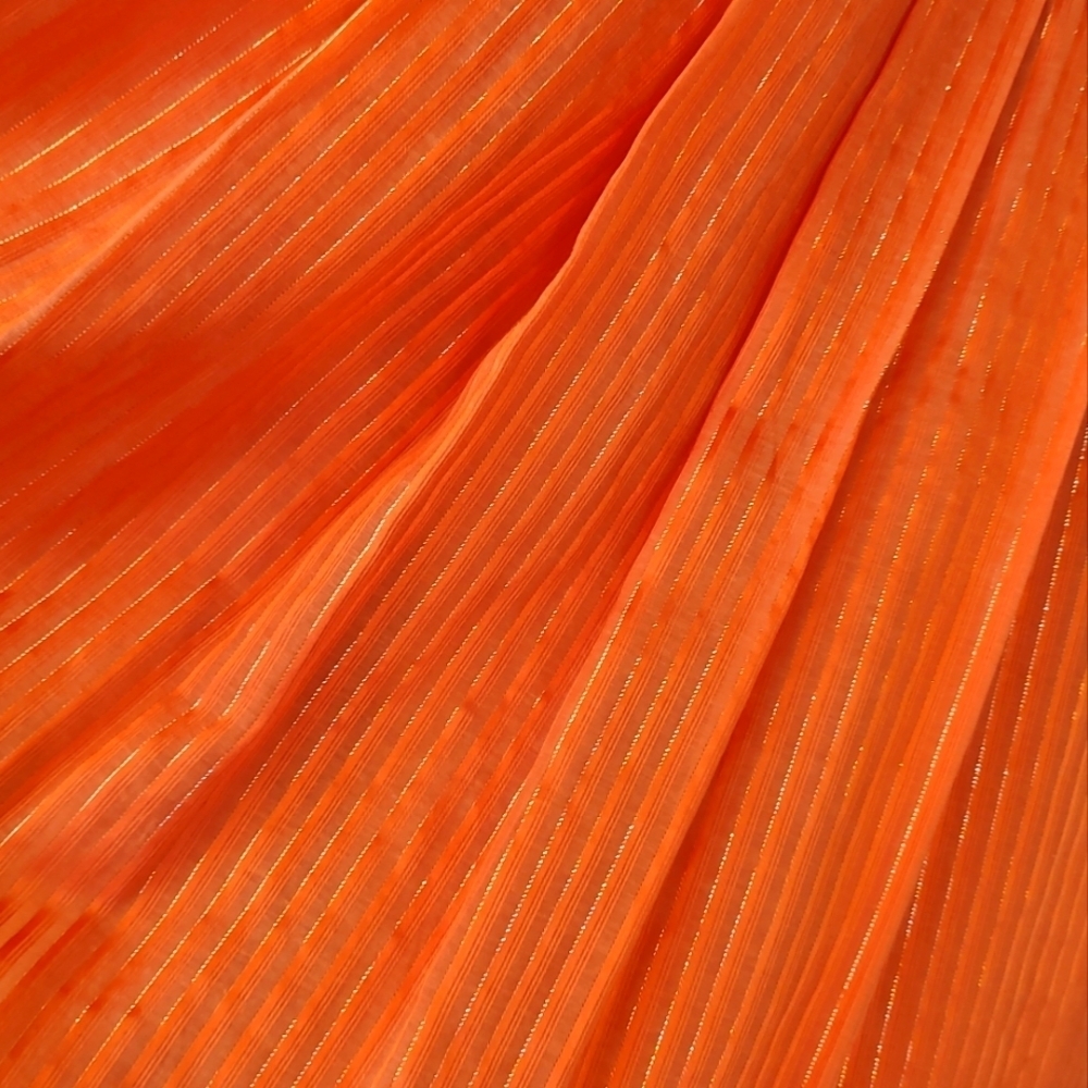 Laundry by Shelli Segal Orange Sleeveless Empire Pleated Midi Dress Size 12 - Picture 6 of 8